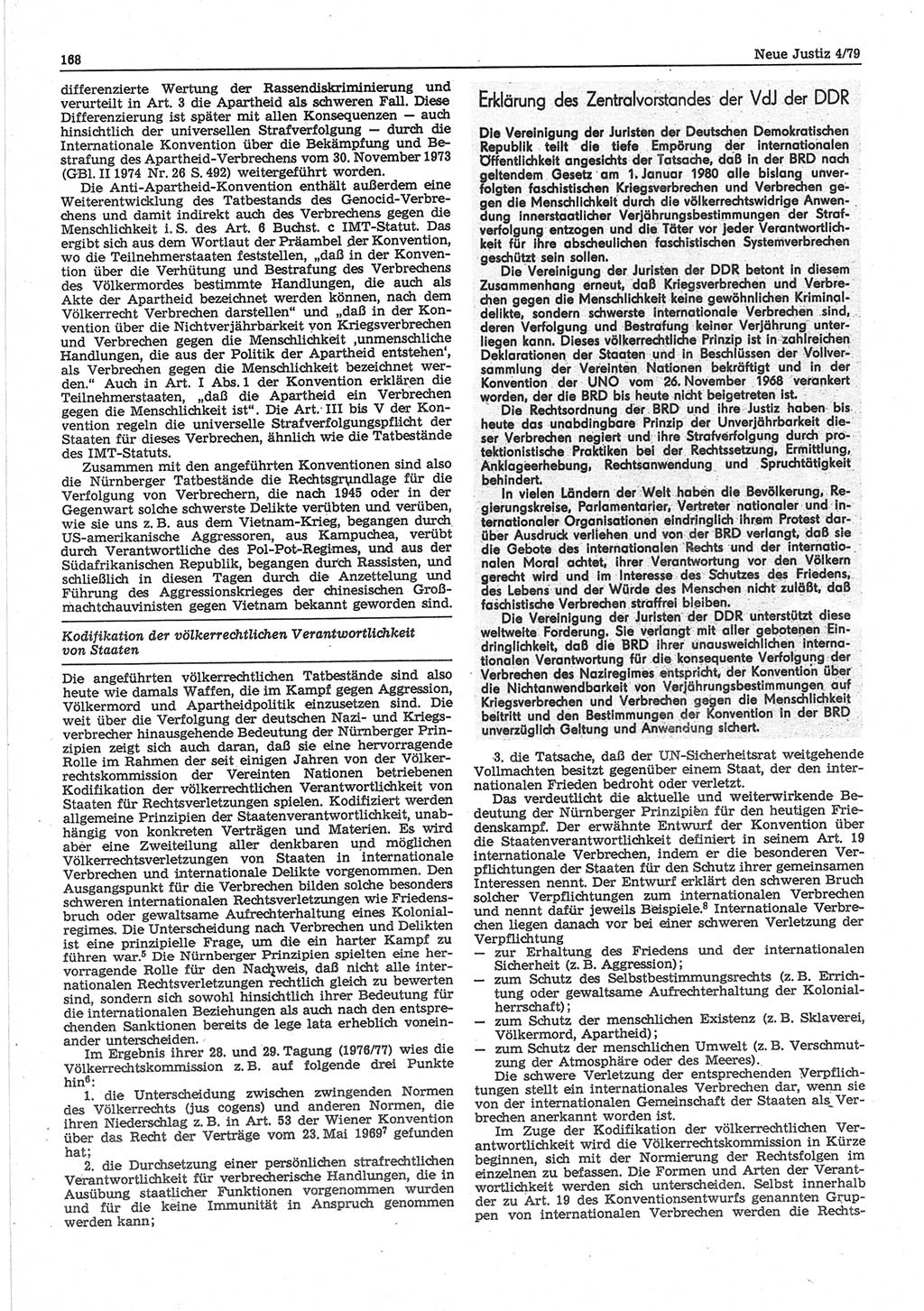 Neue Justiz (NJ), Zeitschrift für sozialistisches Recht und Gesetzlichkeit [Deutsche Demokratische Republik (DDR)], 33. Jahrgang 1979, Seite 168 (NJ DDR 1979, S. 168)