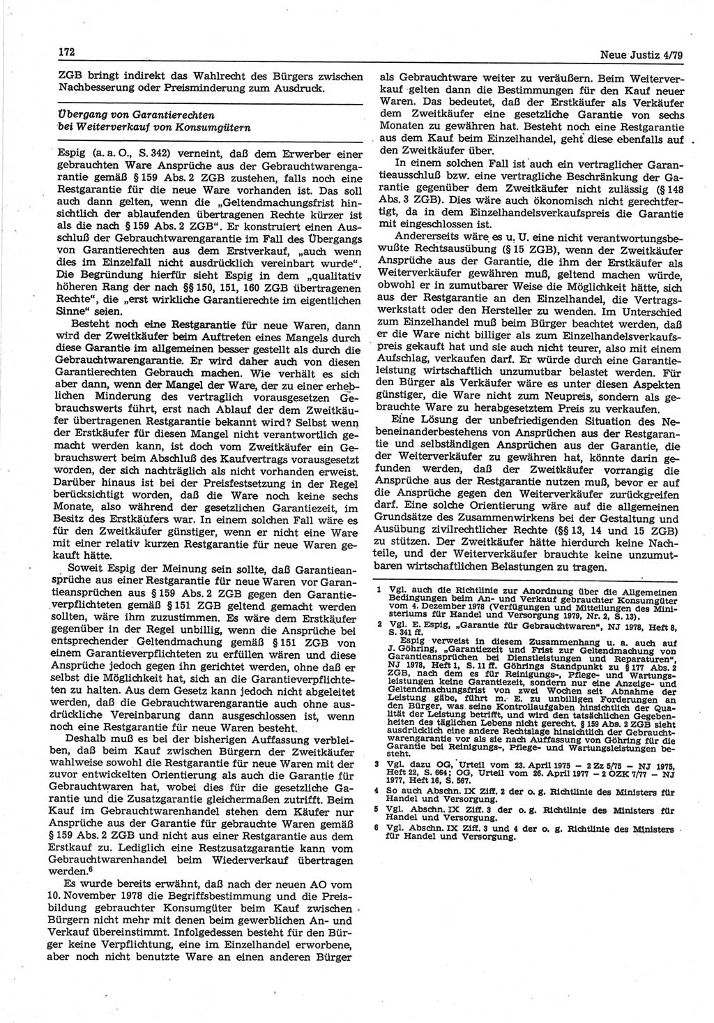 Neue Justiz (NJ), Zeitschrift für sozialistisches Recht und Gesetzlichkeit [Deutsche Demokratische Republik (DDR)], 33. Jahrgang 1979, Seite 172 (NJ DDR 1979, S. 172)