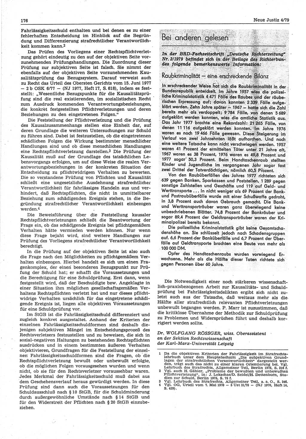 Neue Justiz (NJ), Zeitschrift für sozialistisches Recht und Gesetzlichkeit [Deutsche Demokratische Republik (DDR)], 33. Jahrgang 1979, Seite 176 (NJ DDR 1979, S. 176)