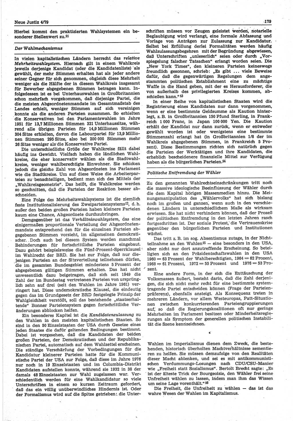 Neue Justiz (NJ), Zeitschrift für sozialistisches Recht und Gesetzlichkeit [Deutsche Demokratische Republik (DDR)], 33. Jahrgang 1979, Seite 179 (NJ DDR 1979, S. 179)