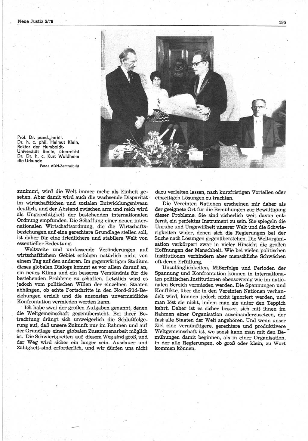 Neue Justiz (NJ), Zeitschrift für sozialistisches Recht und Gesetzlichkeit [Deutsche Demokratische Republik (DDR)], 33. Jahrgang 1979, Seite 195 (NJ DDR 1979, S. 195)