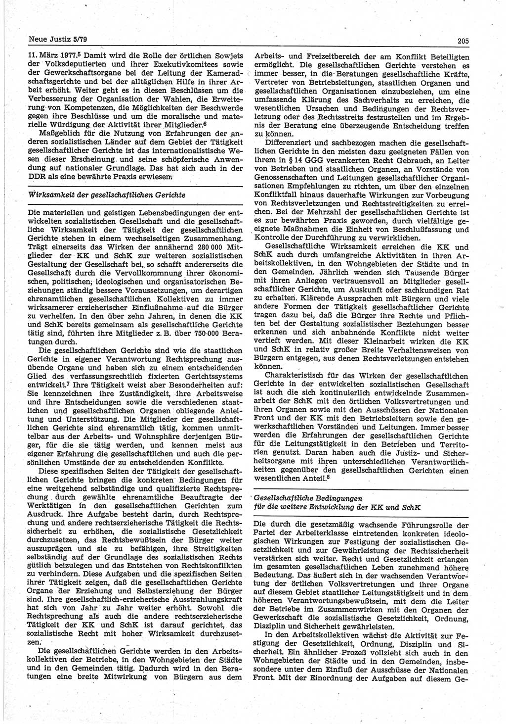 Neue Justiz (NJ), Zeitschrift für sozialistisches Recht und Gesetzlichkeit [Deutsche Demokratische Republik (DDR)], 33. Jahrgang 1979, Seite 205 (NJ DDR 1979, S. 205)