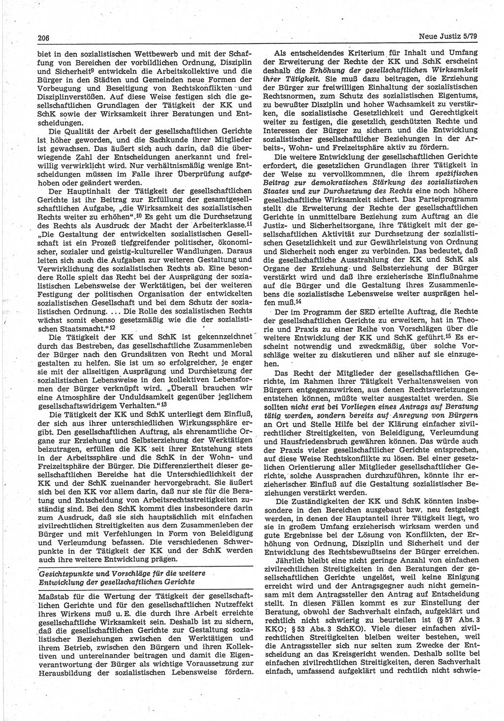 Neue Justiz (NJ), Zeitschrift für sozialistisches Recht und Gesetzlichkeit [Deutsche Demokratische Republik (DDR)], 33. Jahrgang 1979, Seite 206 (NJ DDR 1979, S. 206)
