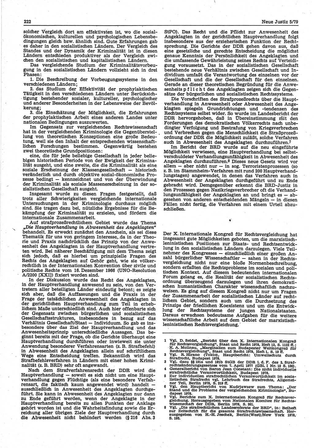 Neue Justiz (NJ), Zeitschrift für sozialistisches Recht und Gesetzlichkeit [Deutsche Demokratische Republik (DDR)], 33. Jahrgang 1979, Seite 222 (NJ DDR 1979, S. 222)