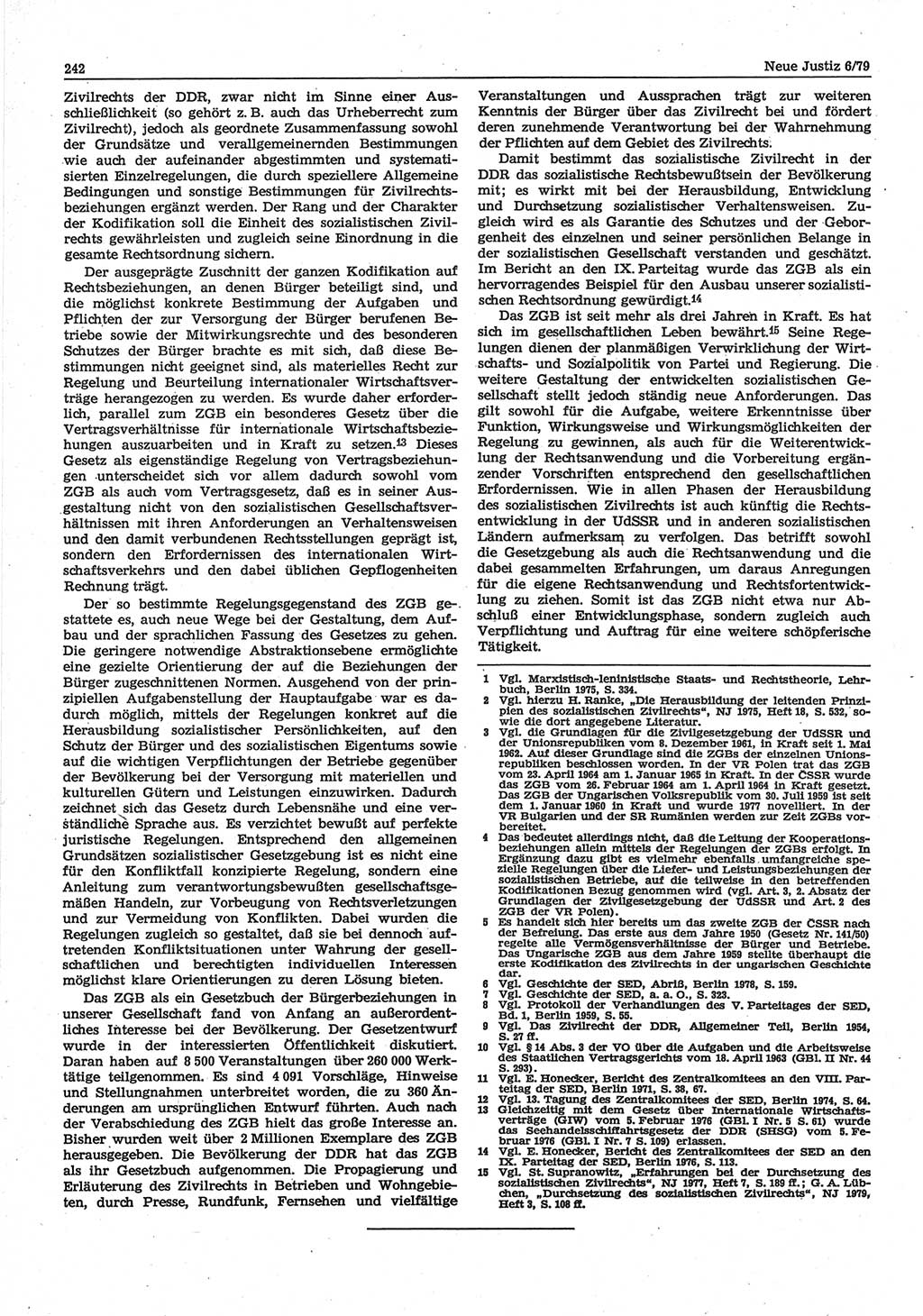 Neue Justiz (NJ), Zeitschrift für sozialistisches Recht und Gesetzlichkeit [Deutsche Demokratische Republik (DDR)], 33. Jahrgang 1979, Seite 242 (NJ DDR 1979, S. 242)