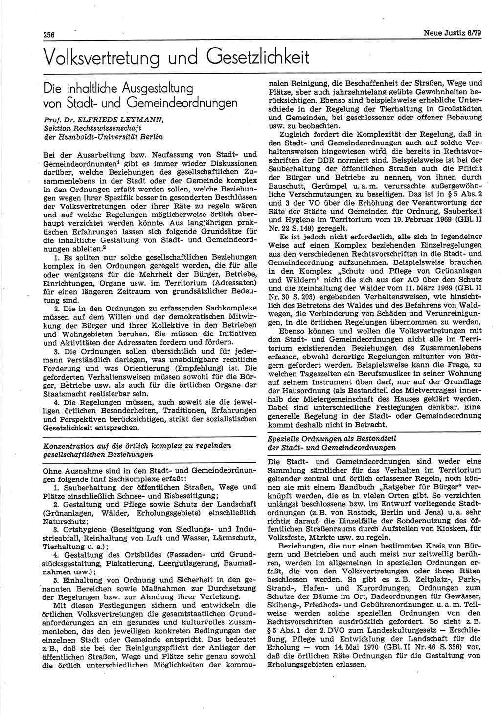 Neue Justiz (NJ), Zeitschrift für sozialistisches Recht und Gesetzlichkeit [Deutsche Demokratische Republik (DDR)], 33. Jahrgang 1979, Seite 256 (NJ DDR 1979, S. 256)