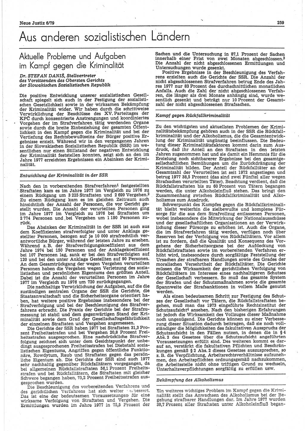 Neue Justiz (NJ), Zeitschrift für sozialistisches Recht und Gesetzlichkeit [Deutsche Demokratische Republik (DDR)], 33. Jahrgang 1979, Seite 259 (NJ DDR 1979, S. 259)