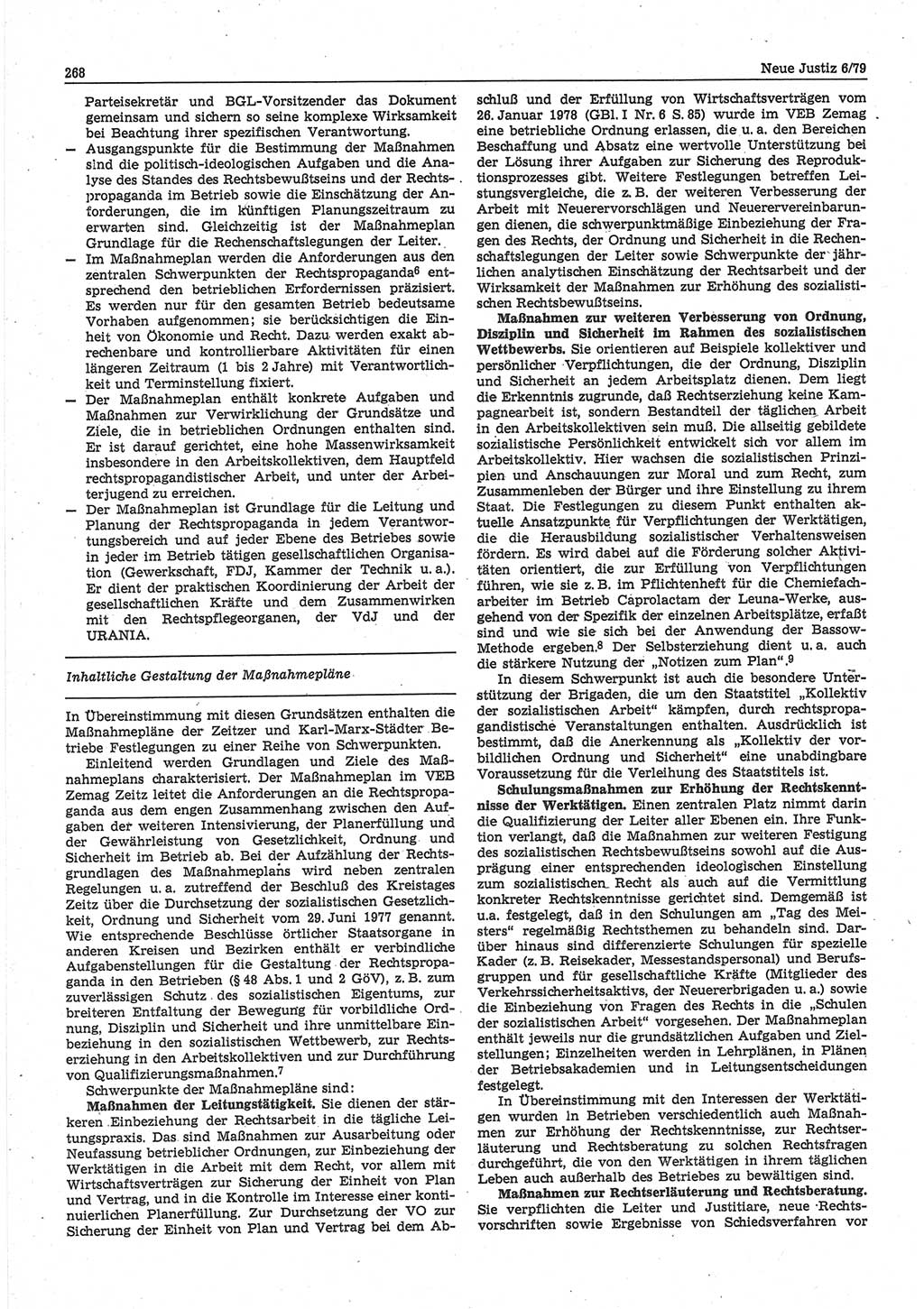 Neue Justiz (NJ), Zeitschrift für sozialistisches Recht und Gesetzlichkeit [Deutsche Demokratische Republik (DDR)], 33. Jahrgang 1979, Seite 268 (NJ DDR 1979, S. 268)