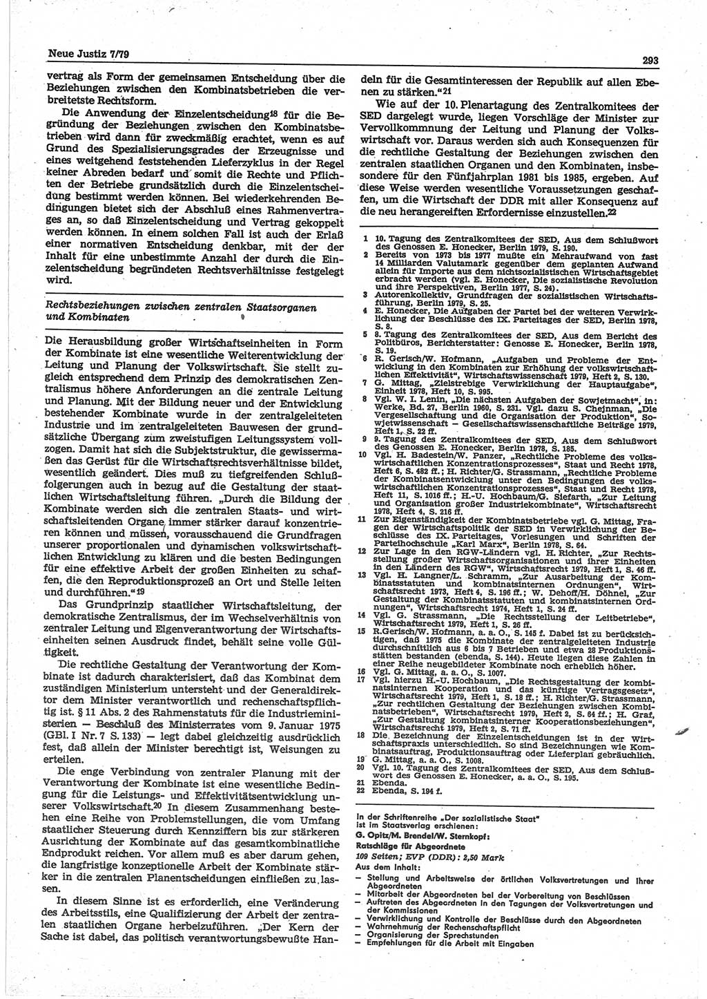 Neue Justiz (NJ), Zeitschrift für sozialistisches Recht und Gesetzlichkeit [Deutsche Demokratische Republik (DDR)], 33. Jahrgang 1979, Seite 293 (NJ DDR 1979, S. 293)