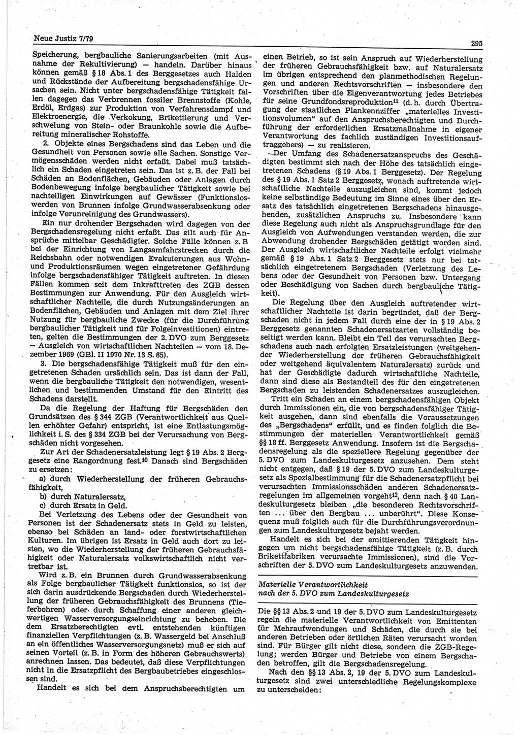Neue Justiz (NJ), Zeitschrift für sozialistisches Recht und Gesetzlichkeit [Deutsche Demokratische Republik (DDR)], 33. Jahrgang 1979, Seite 295 (NJ DDR 1979, S. 295)