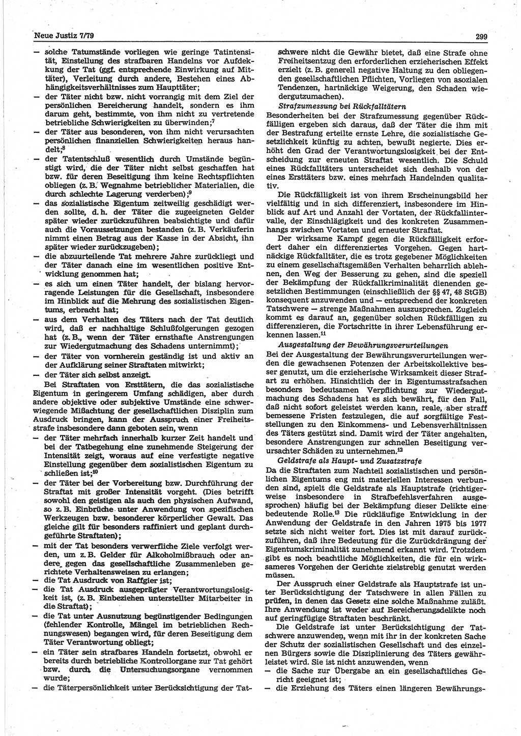 Neue Justiz (NJ), Zeitschrift für sozialistisches Recht und Gesetzlichkeit [Deutsche Demokratische Republik (DDR)], 33. Jahrgang 1979, Seite 299 (NJ DDR 1979, S. 299)