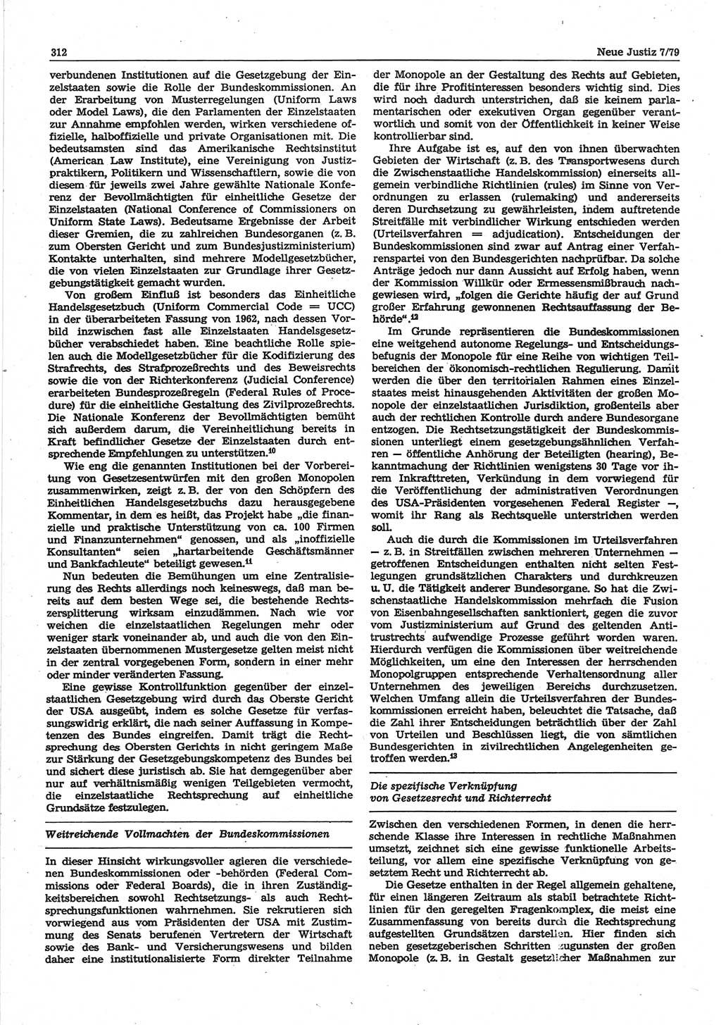 Neue Justiz (NJ), Zeitschrift für sozialistisches Recht und Gesetzlichkeit [Deutsche Demokratische Republik (DDR)], 33. Jahrgang 1979, Seite 312 (NJ DDR 1979, S. 312)