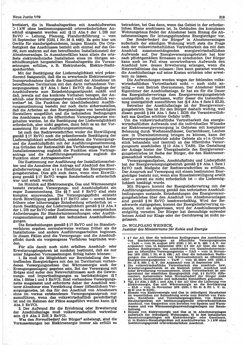Neue Justiz (NJ), Zeitschrift für sozialistisches Recht und Gesetzlichkeit [Deutsche Demokratische Republik (DDR)], 33. Jahrgang 1979, Seite 319 (NJ DDR 1979, S. 319)