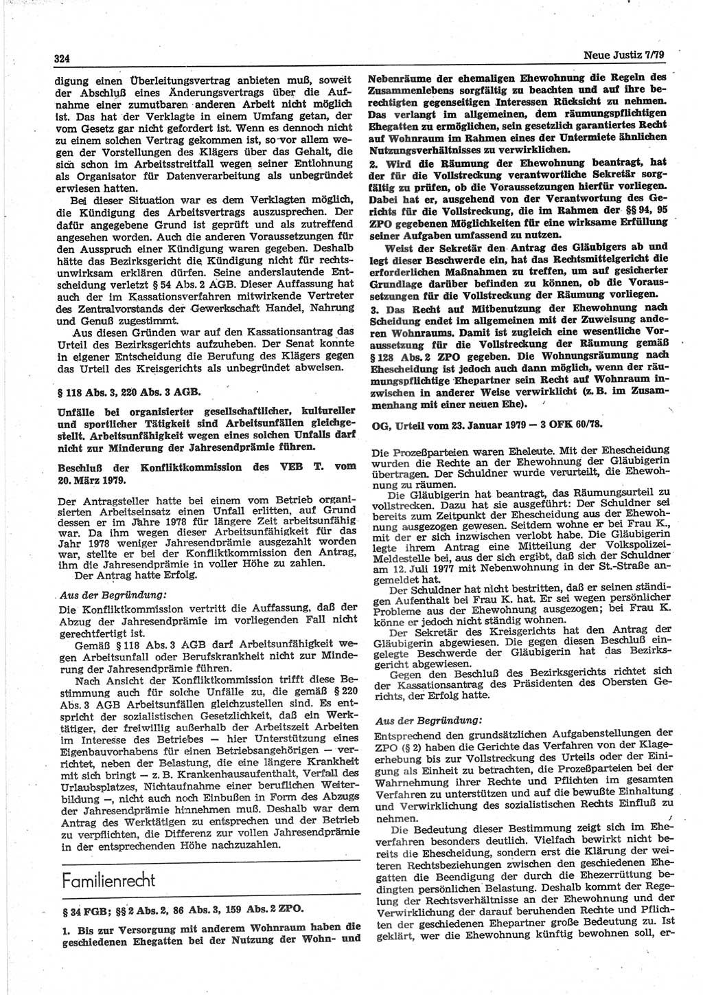 Neue Justiz (NJ), Zeitschrift für sozialistisches Recht und Gesetzlichkeit [Deutsche Demokratische Republik (DDR)], 33. Jahrgang 1979, Seite 324 (NJ DDR 1979, S. 324)