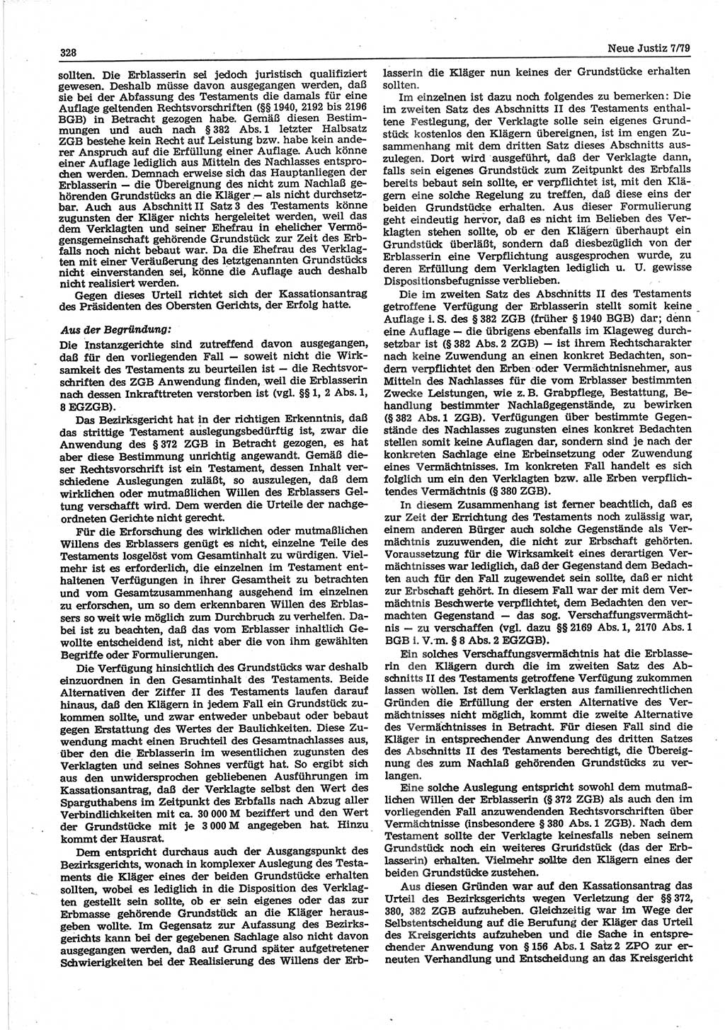 Neue Justiz (NJ), Zeitschrift für sozialistisches Recht und Gesetzlichkeit [Deutsche Demokratische Republik (DDR)], 33. Jahrgang 1979, Seite 328 (NJ DDR 1979, S. 328)