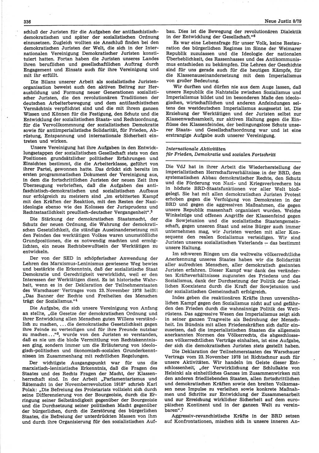 Neue Justiz (NJ), Zeitschrift für sozialistisches Recht und Gesetzlichkeit [Deutsche Demokratische Republik (DDR)], 33. Jahrgang 1979, Seite 336 (NJ DDR 1979, S. 336)