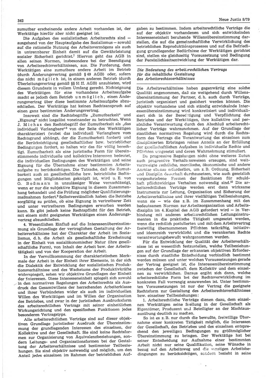 Neue Justiz (NJ), Zeitschrift für sozialistisches Recht und Gesetzlichkeit [Deutsche Demokratische Republik (DDR)], 33. Jahrgang 1979, Seite 342 (NJ DDR 1979, S. 342)