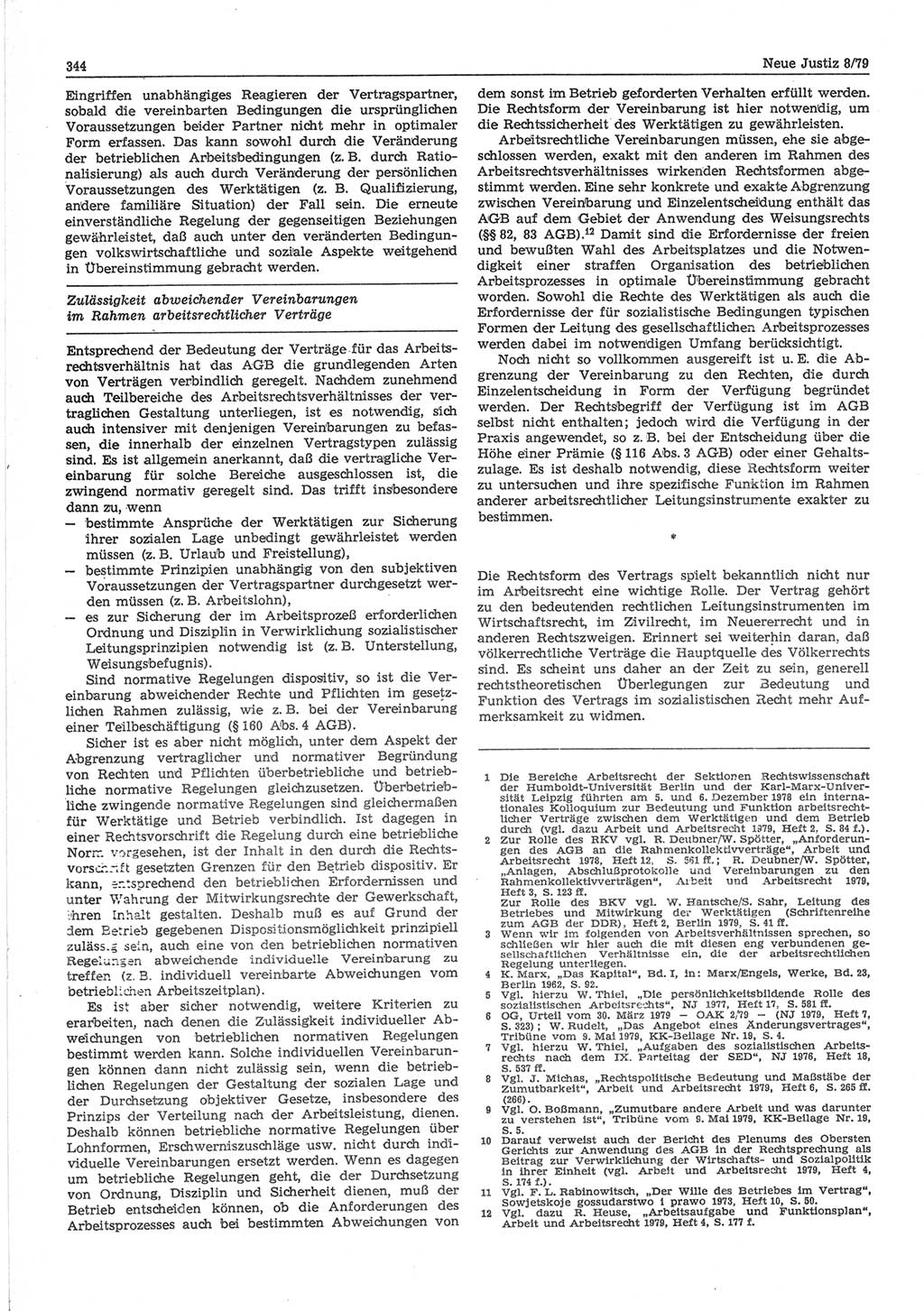 Neue Justiz (NJ), Zeitschrift für sozialistisches Recht und Gesetzlichkeit [Deutsche Demokratische Republik (DDR)], 33. Jahrgang 1979, Seite 344 (NJ DDR 1979, S. 344)