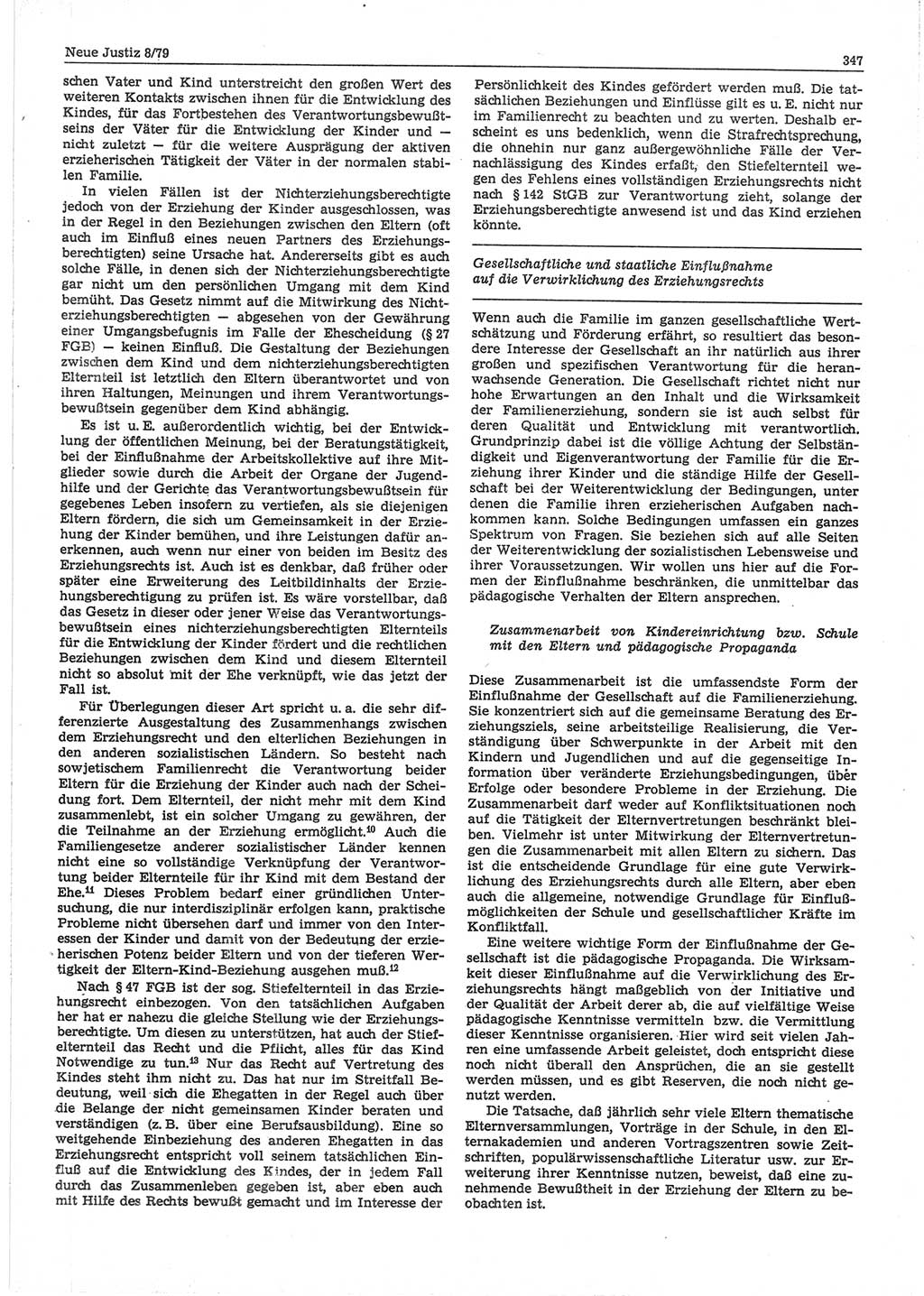 Neue Justiz (NJ), Zeitschrift für sozialistisches Recht und Gesetzlichkeit [Deutsche Demokratische Republik (DDR)], 33. Jahrgang 1979, Seite 347 (NJ DDR 1979, S. 347)