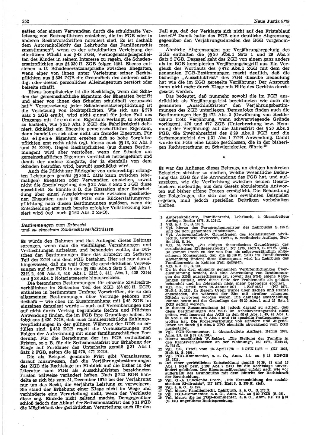 Neue Justiz (NJ), Zeitschrift für sozialistisches Recht und Gesetzlichkeit [Deutsche Demokratische Republik (DDR)], 33. Jahrgang 1979, Seite 352 (NJ DDR 1979, S. 352)