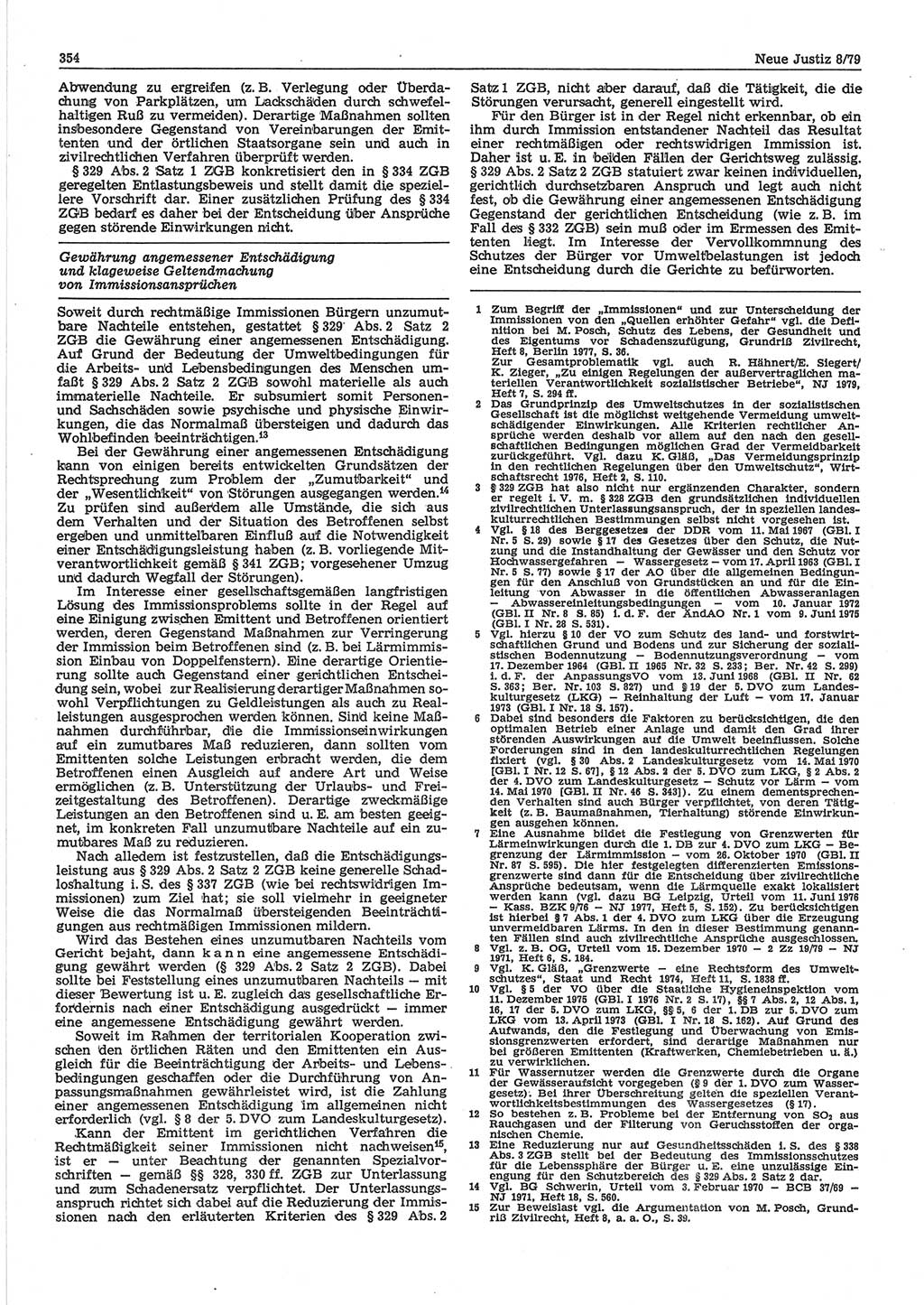 Neue Justiz (NJ), Zeitschrift für sozialistisches Recht und Gesetzlichkeit [Deutsche Demokratische Republik (DDR)], 33. Jahrgang 1979, Seite 354 (NJ DDR 1979, S. 354)