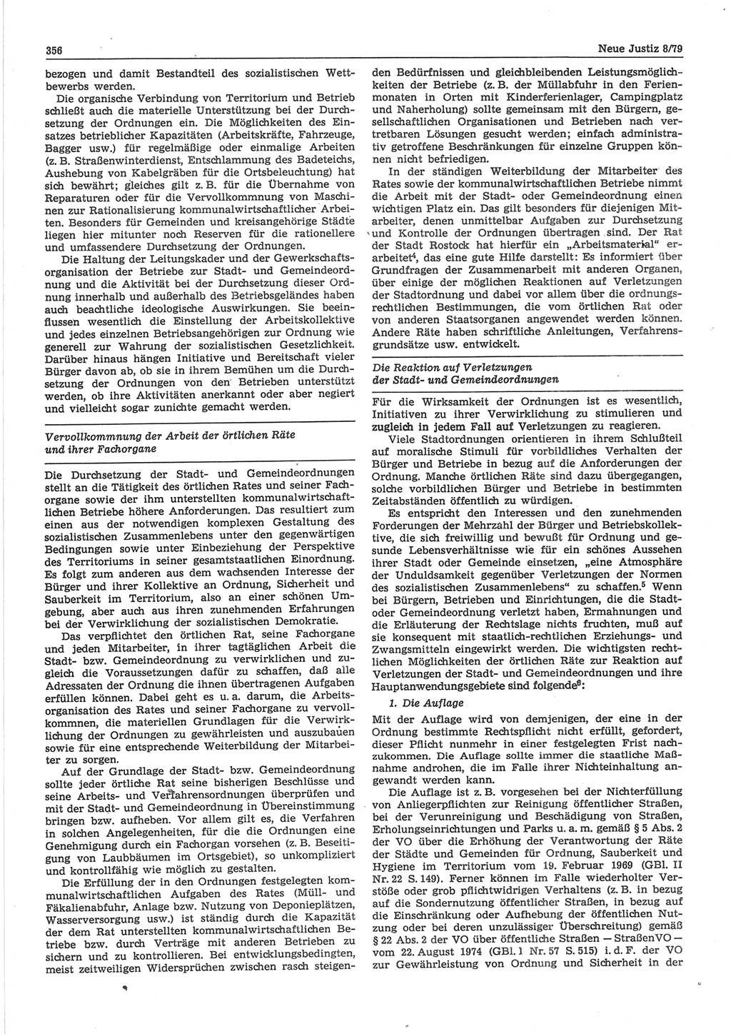 Neue Justiz (NJ), Zeitschrift für sozialistisches Recht und Gesetzlichkeit [Deutsche Demokratische Republik (DDR)], 33. Jahrgang 1979, Seite 356 (NJ DDR 1979, S. 356)