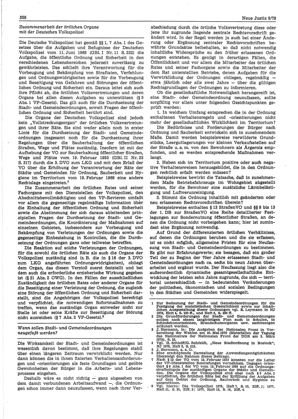 Neue Justiz (NJ), Zeitschrift für sozialistisches Recht und Gesetzlichkeit [Deutsche Demokratische Republik (DDR)], 33. Jahrgang 1979, Seite 358 (NJ DDR 1979, S. 358)