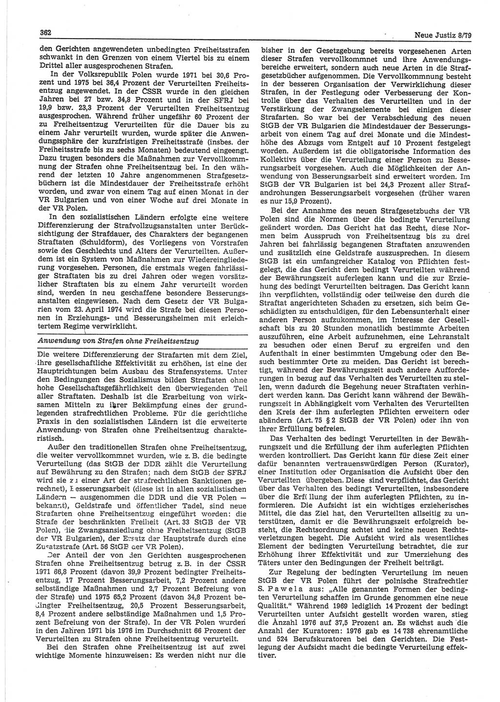 Neue Justiz (NJ), Zeitschrift für sozialistisches Recht und Gesetzlichkeit [Deutsche Demokratische Republik (DDR)], 33. Jahrgang 1979, Seite 362 (NJ DDR 1979, S. 362)