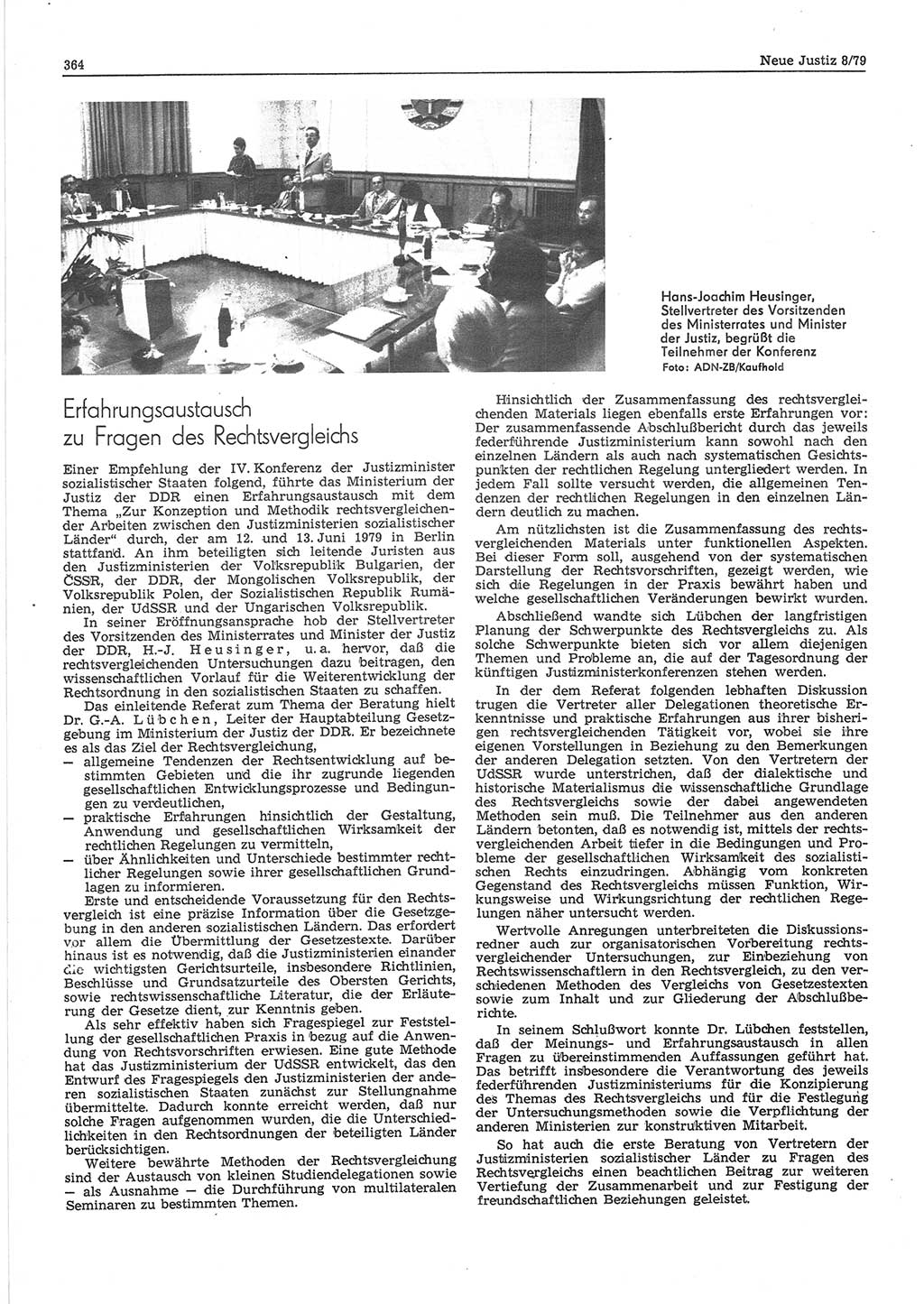 Neue Justiz (NJ), Zeitschrift für sozialistisches Recht und Gesetzlichkeit [Deutsche Demokratische Republik (DDR)], 33. Jahrgang 1979, Seite 364 (NJ DDR 1979, S. 364)