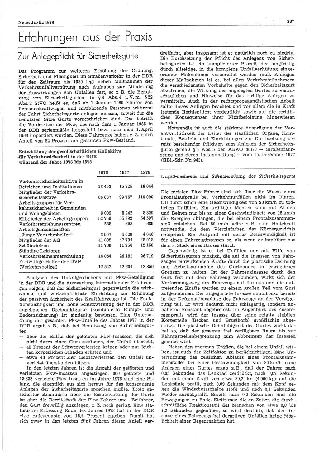 Neue Justiz (NJ), Zeitschrift für sozialistisches Recht und Gesetzlichkeit [Deutsche Demokratische Republik (DDR)], 33. Jahrgang 1979, Seite 367 (NJ DDR 1979, S. 367)