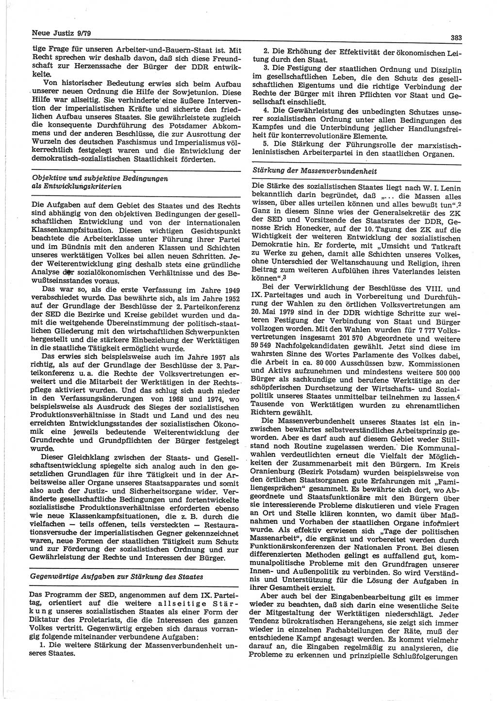 Neue Justiz (NJ), Zeitschrift für sozialistisches Recht und Gesetzlichkeit [Deutsche Demokratische Republik (DDR)], 33. Jahrgang 1979, Seite 383 (NJ DDR 1979, S. 383)