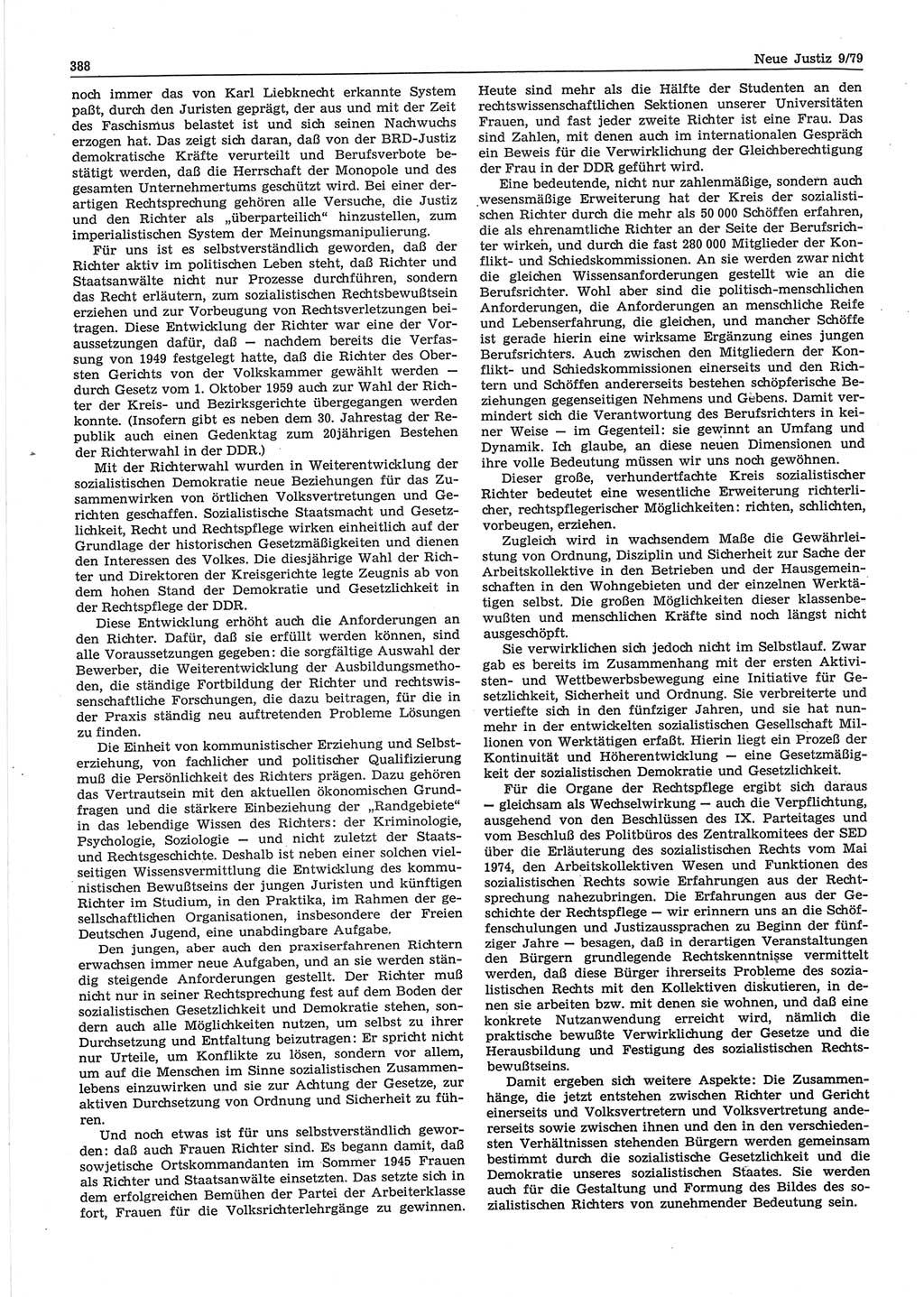 Neue Justiz (NJ), Zeitschrift für sozialistisches Recht und Gesetzlichkeit [Deutsche Demokratische Republik (DDR)], 33. Jahrgang 1979, Seite 388 (NJ DDR 1979, S. 388)