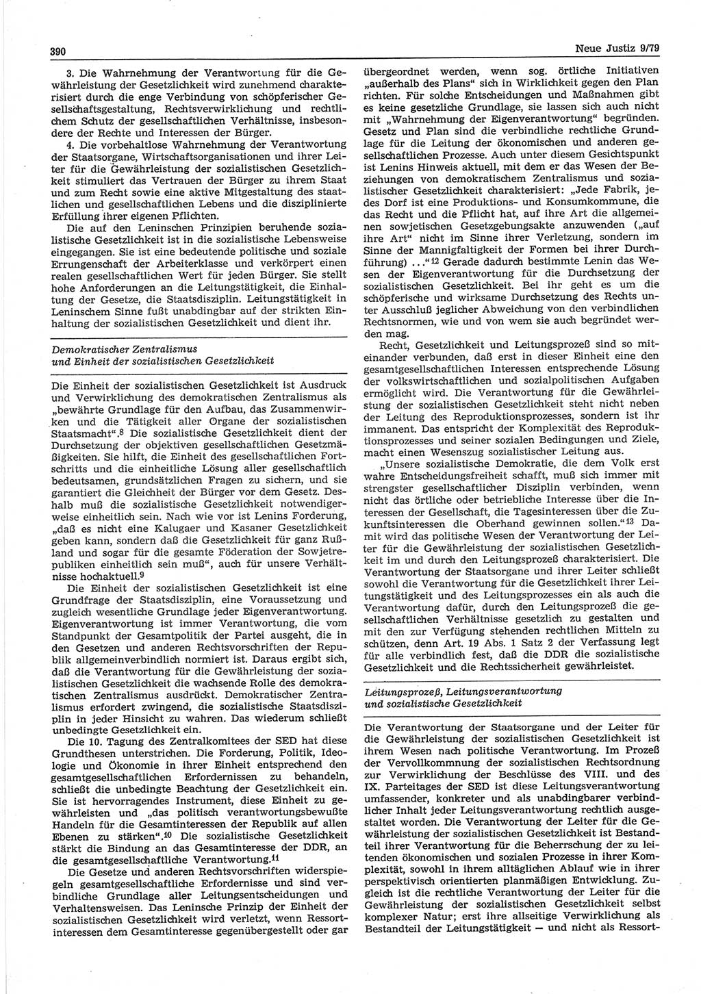 Neue Justiz (NJ), Zeitschrift für sozialistisches Recht und Gesetzlichkeit [Deutsche Demokratische Republik (DDR)], 33. Jahrgang 1979, Seite 390 (NJ DDR 1979, S. 390)