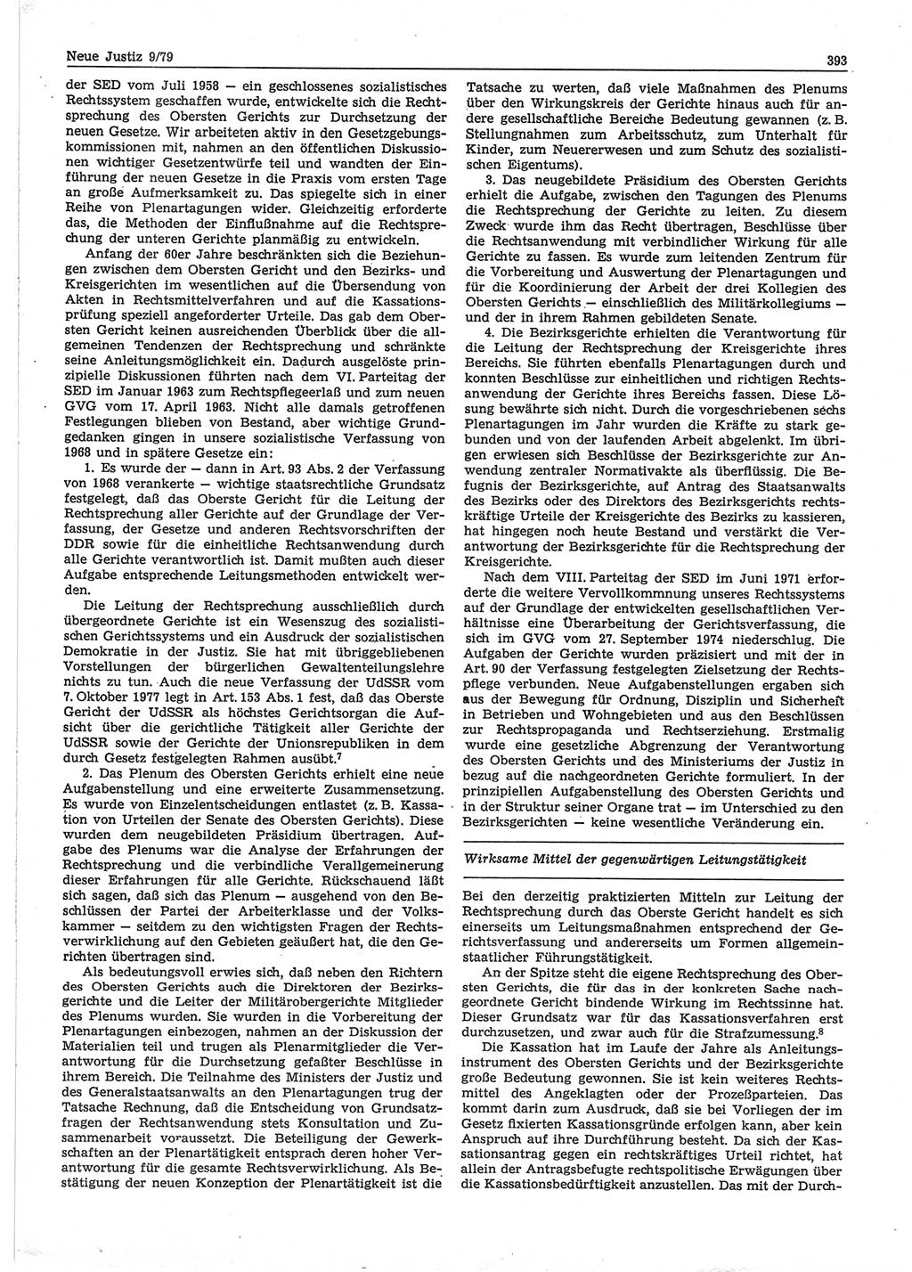 Neue Justiz (NJ), Zeitschrift für sozialistisches Recht und Gesetzlichkeit [Deutsche Demokratische Republik (DDR)], 33. Jahrgang 1979, Seite 393 (NJ DDR 1979, S. 393)