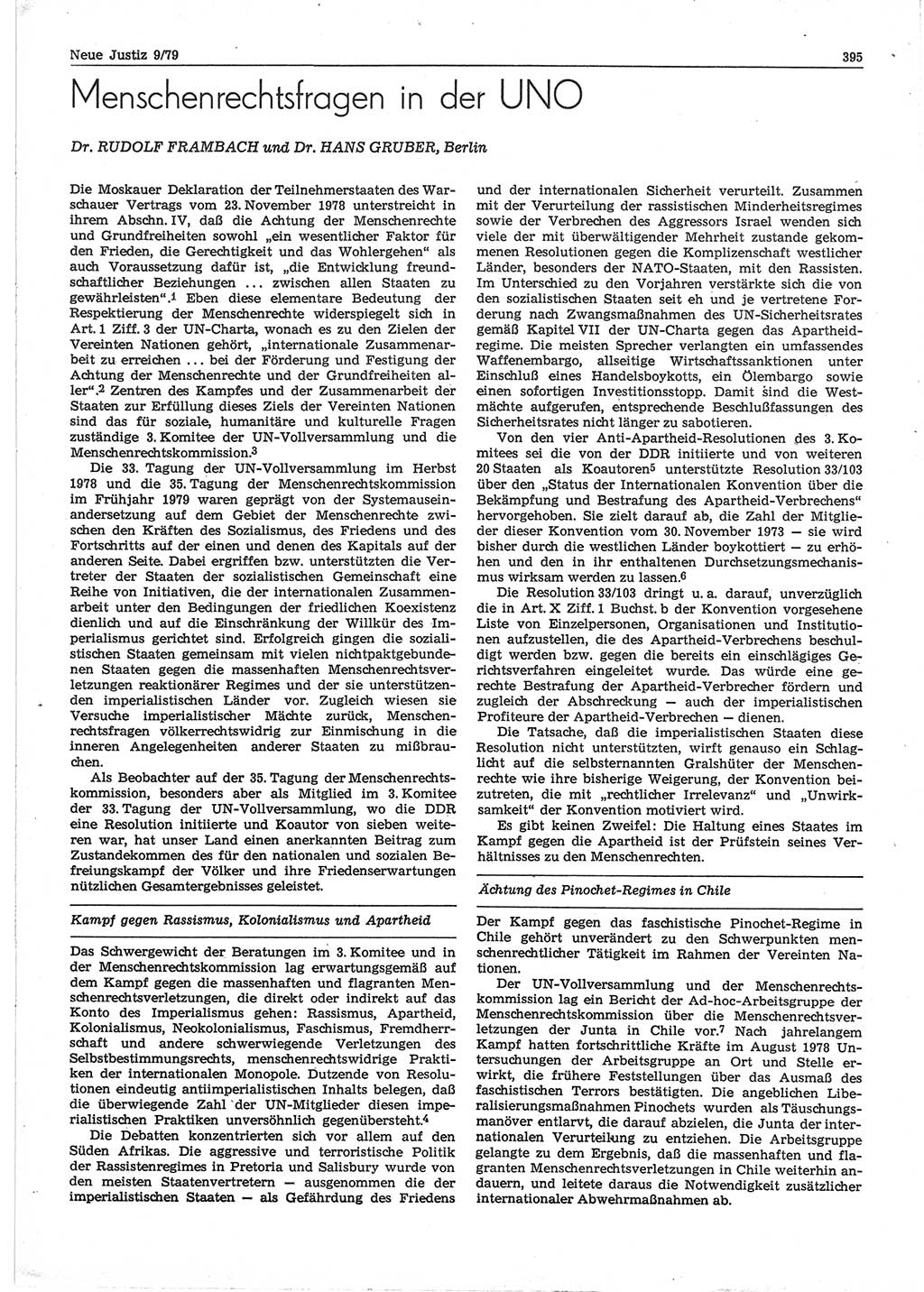 Neue Justiz (NJ), Zeitschrift für sozialistisches Recht und Gesetzlichkeit [Deutsche Demokratische Republik (DDR)], 33. Jahrgang 1979, Seite 395 (NJ DDR 1979, S. 395)