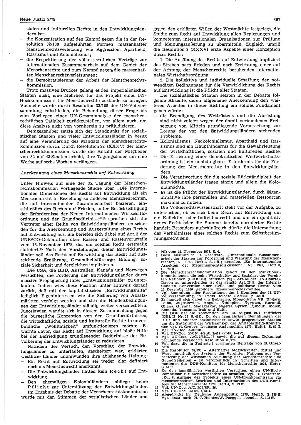 Neue Justiz (NJ), Zeitschrift für sozialistisches Recht und Gesetzlichkeit [Deutsche Demokratische Republik (DDR)], 33. Jahrgang 1979, Seite 397 (NJ DDR 1979, S. 397)