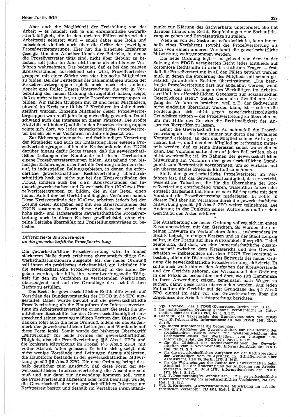 Neue Justiz (NJ), Zeitschrift für sozialistisches Recht und Gesetzlichkeit [Deutsche Demokratische Republik (DDR)], 33. Jahrgang 1979, Seite 399 (NJ DDR 1979, S. 399)