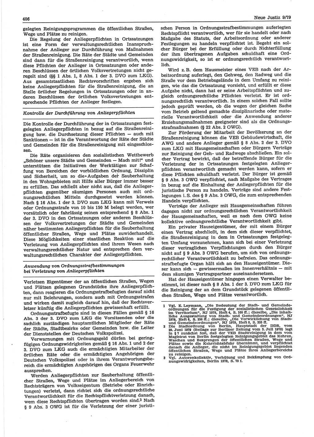 Neue Justiz (NJ), Zeitschrift für sozialistisches Recht und Gesetzlichkeit [Deutsche Demokratische Republik (DDR)], 33. Jahrgang 1979, Seite 406 (NJ DDR 1979, S. 406)