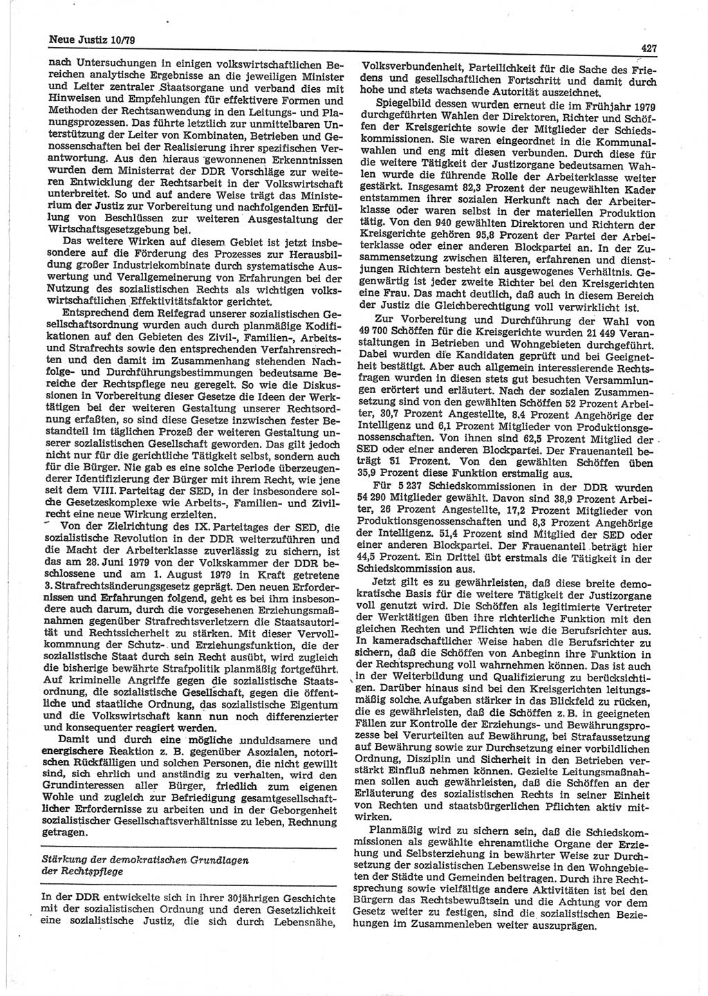Neue Justiz (NJ), Zeitschrift für sozialistisches Recht und Gesetzlichkeit [Deutsche Demokratische Republik (DDR)], 33. Jahrgang 1979, Seite 427 (NJ DDR 1979, S. 427)