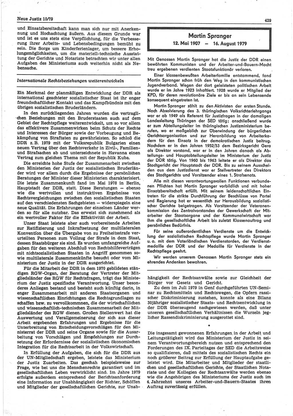 Neue Justiz (NJ), Zeitschrift für sozialistisches Recht und Gesetzlichkeit [Deutsche Demokratische Republik (DDR)], 33. Jahrgang 1979, Seite 429 (NJ DDR 1979, S. 429)