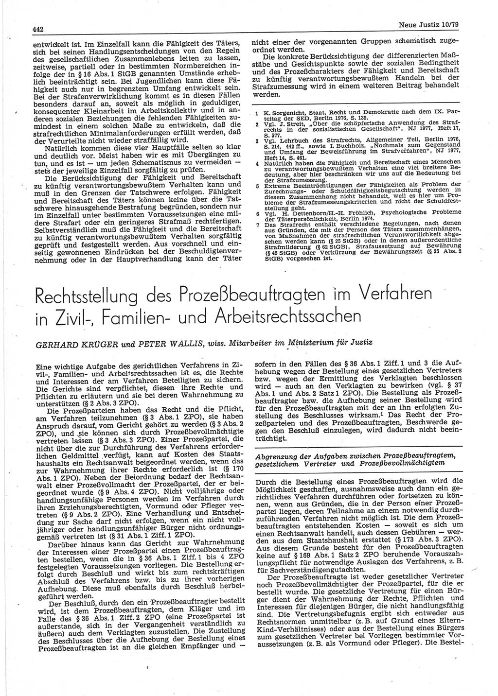 Neue Justiz (NJ), Zeitschrift für sozialistisches Recht und Gesetzlichkeit [Deutsche Demokratische Republik (DDR)], 33. Jahrgang 1979, Seite 442 (NJ DDR 1979, S. 442)