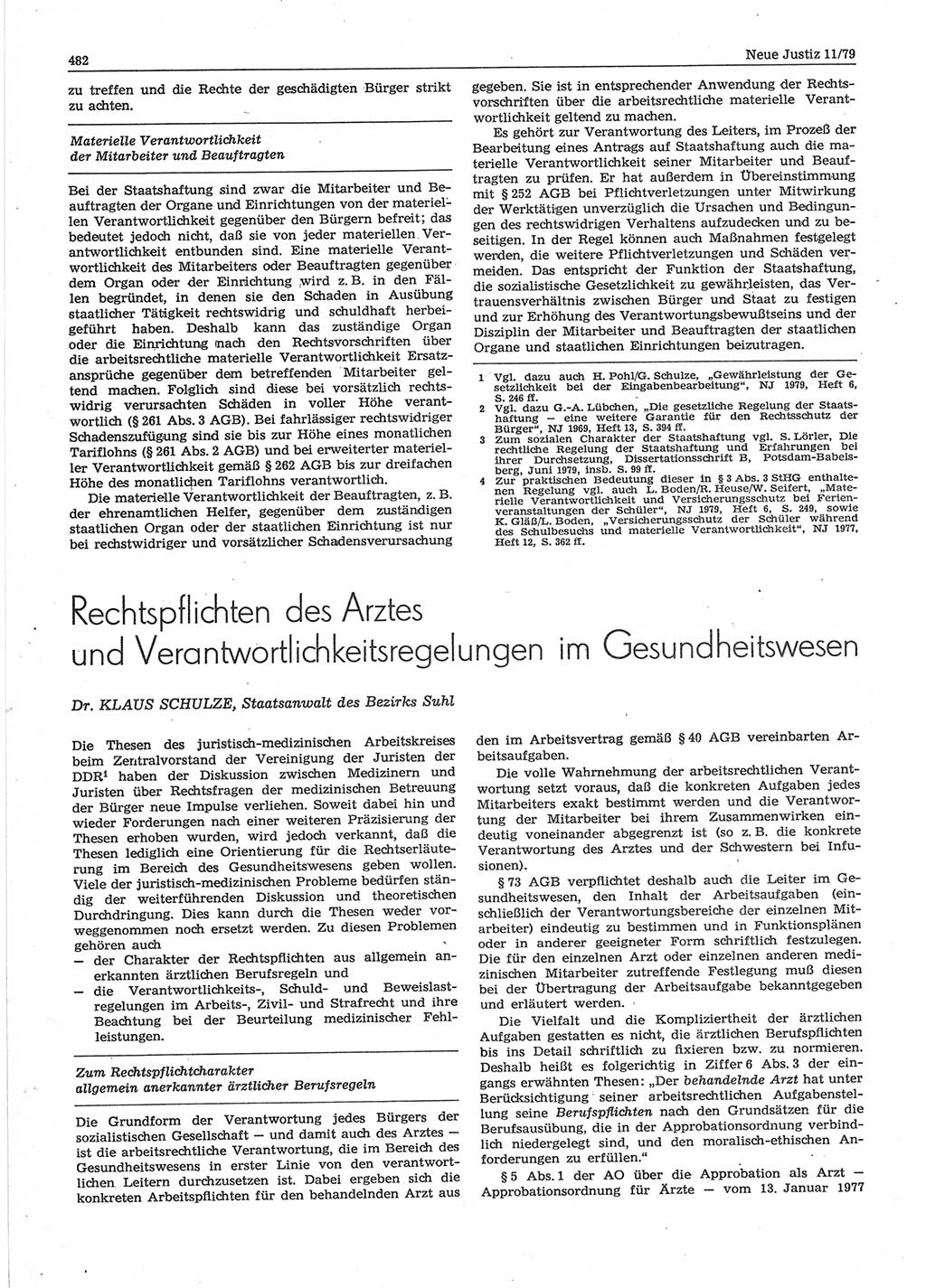 Neue Justiz (NJ), Zeitschrift für sozialistisches Recht und Gesetzlichkeit [Deutsche Demokratische Republik (DDR)], 33. Jahrgang 1979, Seite 482 (NJ DDR 1979, S. 482)