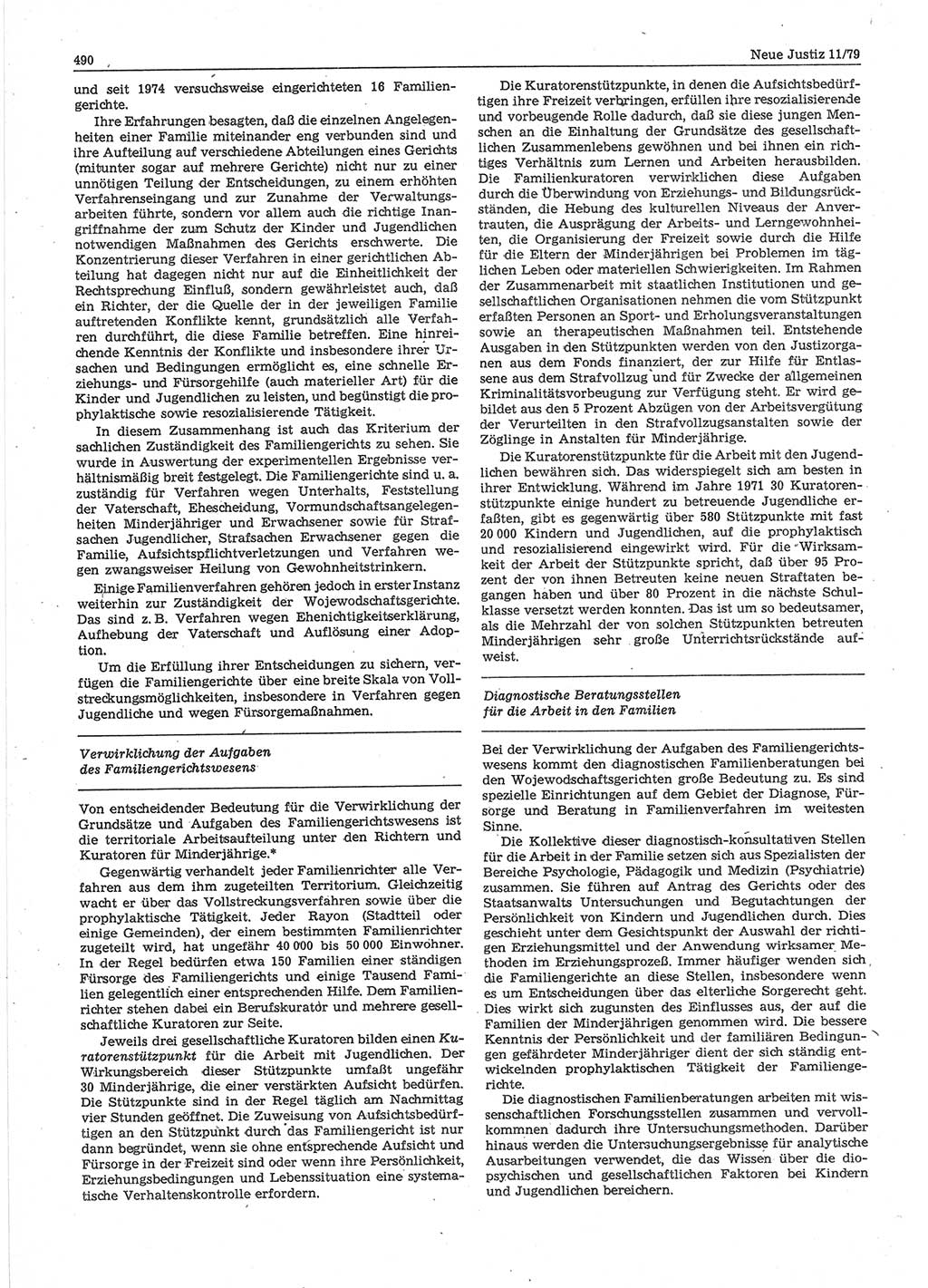 Neue Justiz (NJ), Zeitschrift für sozialistisches Recht und Gesetzlichkeit [Deutsche Demokratische Republik (DDR)], 33. Jahrgang 1979, Seite 490 (NJ DDR 1979, S. 490)