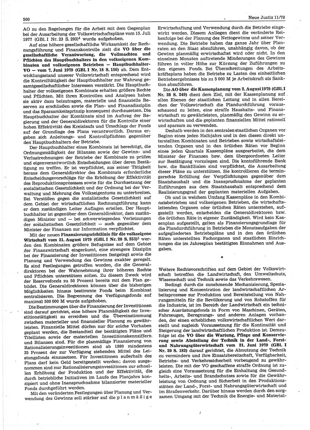 Neue Justiz (NJ), Zeitschrift für sozialistisches Recht und Gesetzlichkeit [Deutsche Demokratische Republik (DDR)], 33. Jahrgang 1979, Seite 500 (NJ DDR 1979, S. 500)
