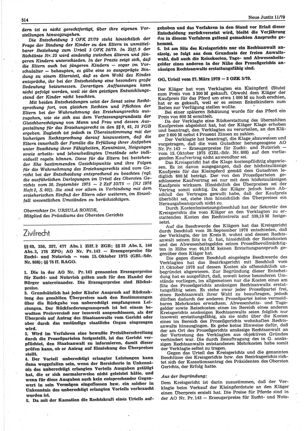 Neue Justiz (NJ), Zeitschrift für sozialistisches Recht und Gesetzlichkeit [Deutsche Demokratische Republik (DDR)], 33. Jahrgang 1979, Seite 514 (NJ DDR 1979, S. 514)
