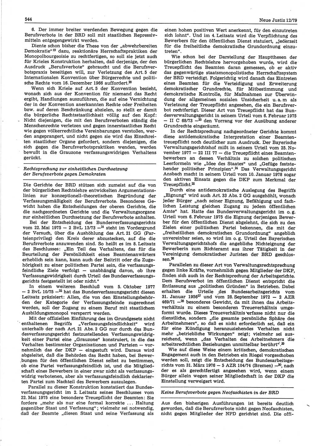 Neue Justiz (NJ), Zeitschrift für sozialistisches Recht und Gesetzlichkeit [Deutsche Demokratische Republik (DDR)], 33. Jahrgang 1979, Seite 544 (NJ DDR 1979, S. 544)