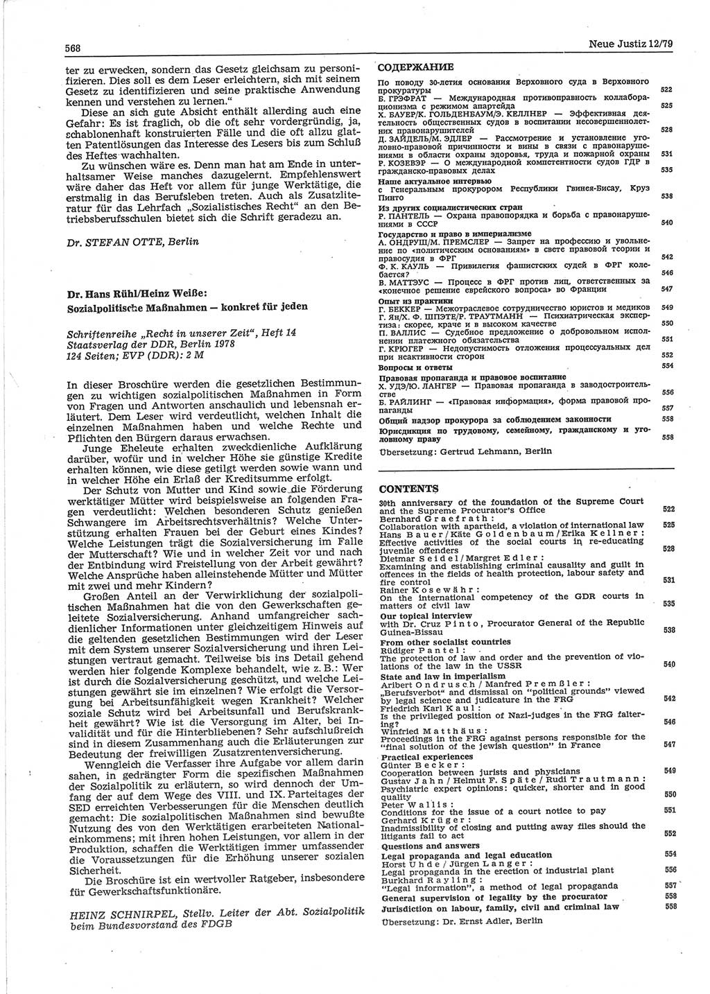 Neue Justiz (NJ), Zeitschrift für sozialistisches Recht und Gesetzlichkeit [Deutsche Demokratische Republik (DDR)], 33. Jahrgang 1979, Seite 568 (NJ DDR 1979, S. 568)