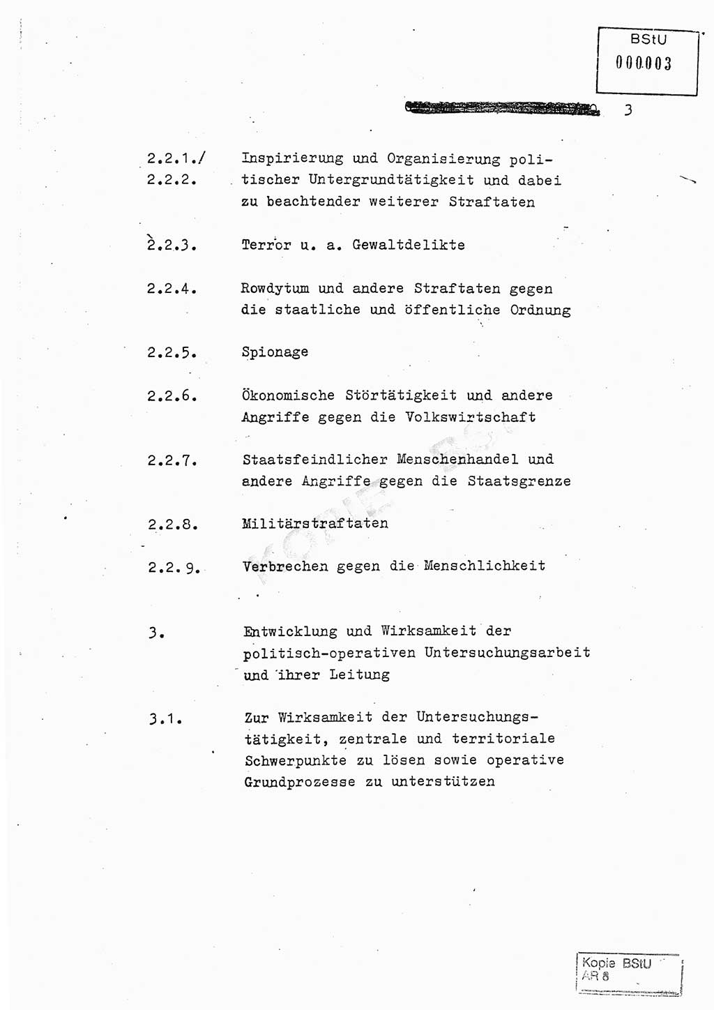 Jahresbericht der Hauptabteilung (HA) Ⅸ 1980, Analyse über die Entwicklung und die Wirksamkeit der politisch-operativen Arbeit der Linie Ⅸ in der Zeit vom 1. Januar 1980 bis 30. September 1980, Ministerium für Staatssicherheit (MfS) der Deutschen Demokratischen Republik (DDR), Hauptabteilung Ⅸ, Geheime Verschlußsache (GVS) 014-660/80, Berlin 1980, Seite 3 (Anal. MfS DDR HA Ⅸ GVS 014-660/80 1980, S. 3)