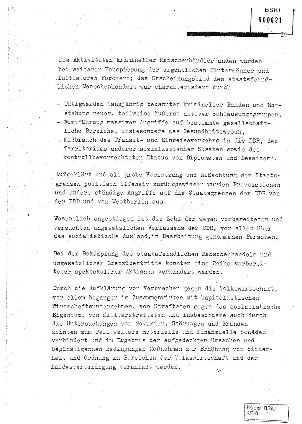 Jahresbericht der Hauptabteilung (HA) Ⅸ 1980, Analyse über die Entwicklung und die Wirksamkeit der politisch-operativen Arbeit der Linie Ⅸ in der Zeit vom 1. Januar 1980 bis 30. September 1980, Ministerium für Staatssicherheit (MfS) der Deutschen Demokratischen Republik (DDR), Hauptabteilung Ⅸ, Geheime Verschlußsache (GVS) 014-660/80, Berlin 1980, Seite 21 (Anal. MfS DDR HA Ⅸ GVS 014-660/80 1980, S. 21)