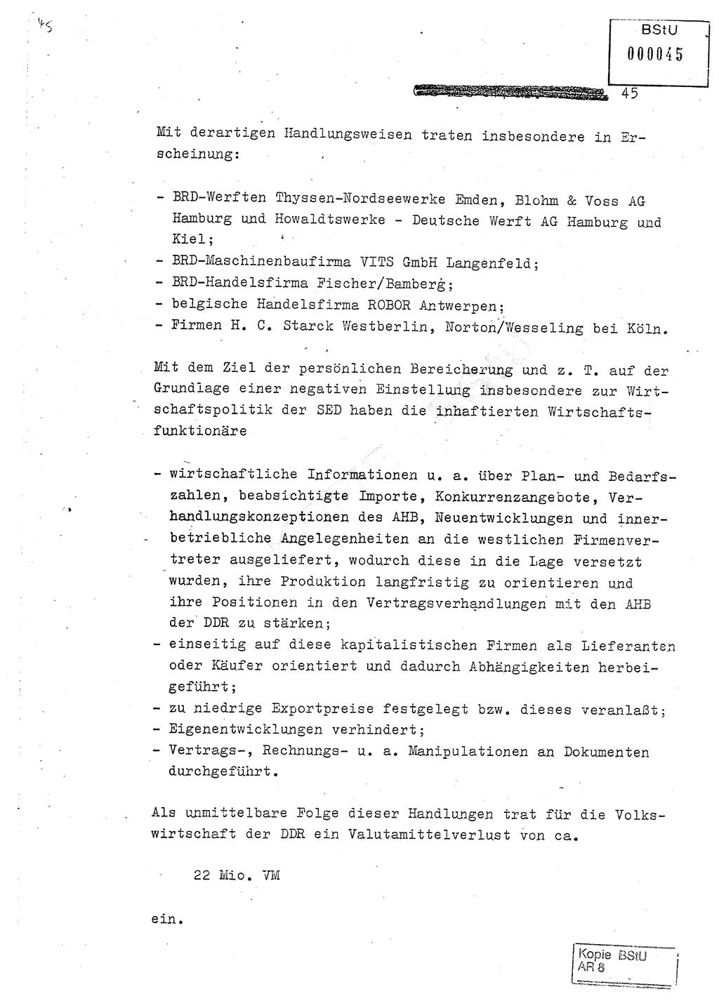 Jahresbericht der Hauptabteilung (HA) Ⅸ 1980, Analyse über die Entwicklung und die Wirksamkeit der politisch-operativen Arbeit der Linie Ⅸ in der Zeit vom 1. Januar 1980 bis 30. September 1980, Ministerium für Staatssicherheit (MfS) der Deutschen Demokratischen Republik (DDR), Hauptabteilung Ⅸ, Geheime Verschlußsache (GVS) 014-660/80, Berlin 1980, Seite 45 (Anal. MfS DDR HA Ⅸ GVS 014-660/80 1980, S. 45)